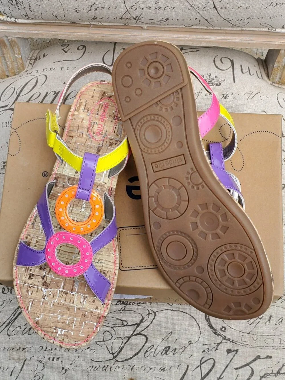 STRIDE RITE SRT PS Serena white/lemo girls sandal CG40720 summer slipper youth 3